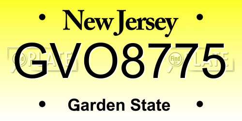 GVO8775 New Jersey License Plate