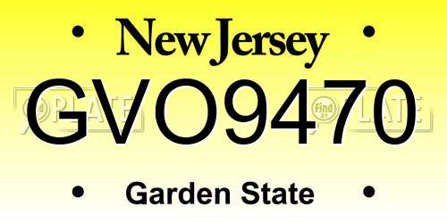 GVO9470 New Jersey License Plate