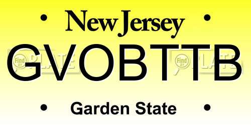 GVOBTTB New Jersey License Plate