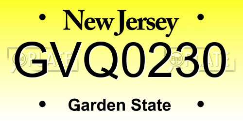 GVQ0230 New Jersey License Plate