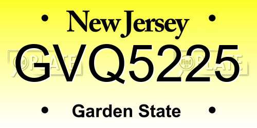 GVQ5225 New Jersey License Plate