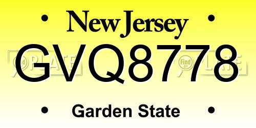 GVQ8778 New Jersey License Plate