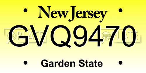 GVQ9470 New Jersey License Plate