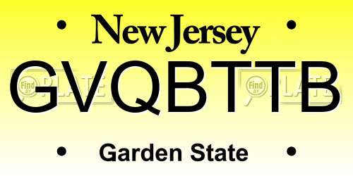 GVQBTTB New Jersey License Plate