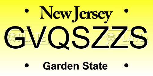 GVQSZZS New Jersey License Plate