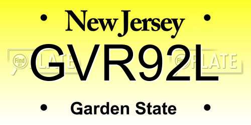 GVR92L New Jersey License Plate
