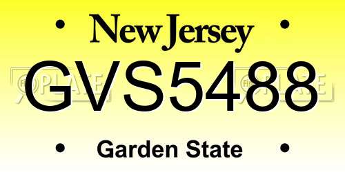 GVS5488 New Jersey License Plate