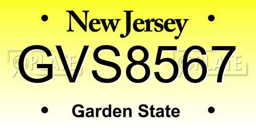 GVS8567 New Jersey License Plate