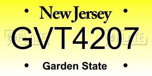 GVT4207 New Jersey License Plate