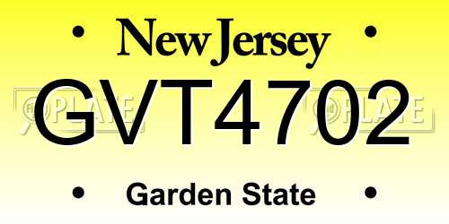 GVT4702 New Jersey License Plate