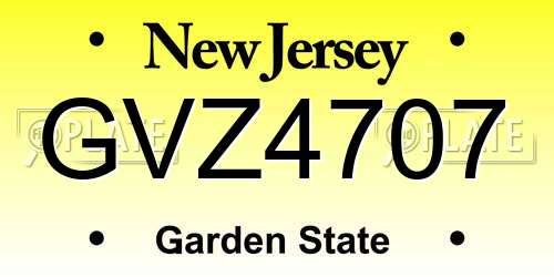 GVZ4707 New Jersey License Plate