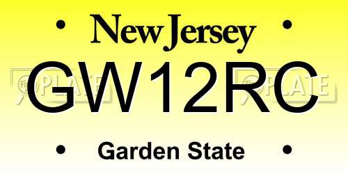 GW12RC New Jersey License Plate