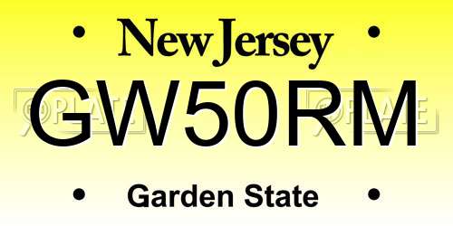 GW50RM New Jersey License Plate