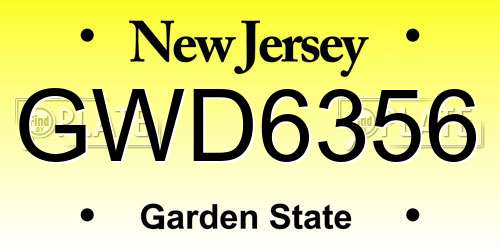 GWD6356 New Jersey License Plate