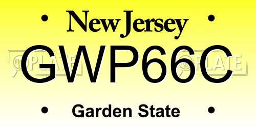 GWP66C New Jersey License Plate