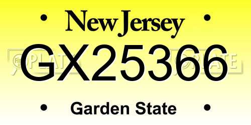 GX25366 New Jersey License Plate