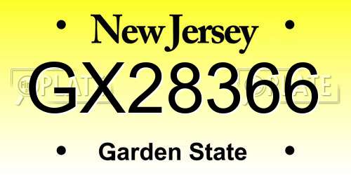 GX28366 New Jersey License Plate