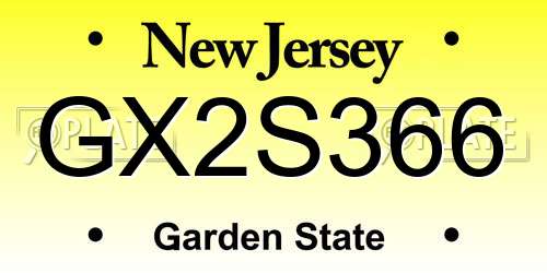 GX2S366 New Jersey License Plate
