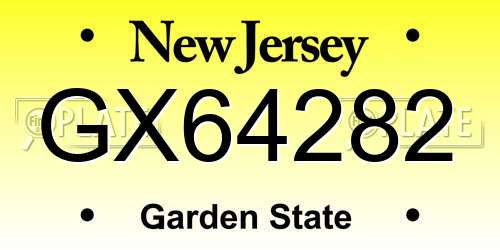 GX64282 New Jersey License Plate