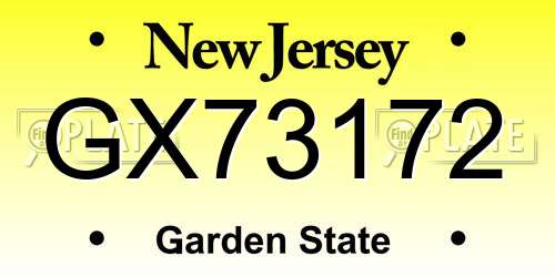 GX73172 New Jersey License Plate