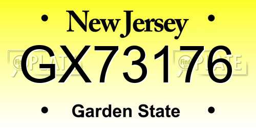 GX73176 New Jersey License Plate