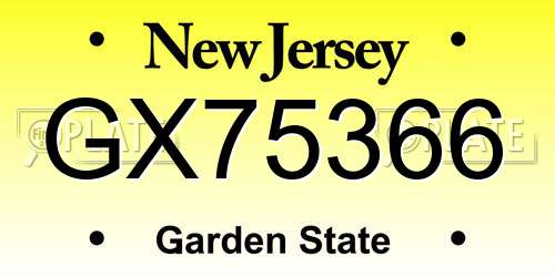 GX75366 New Jersey License Plate