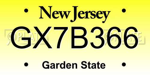 GX7B366 New Jersey License Plate