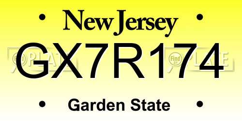 GX7R174 New Jersey License Plate