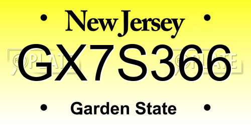 GX7S366 New Jersey License Plate