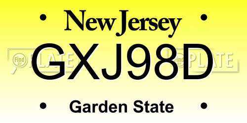 GXJ98D New Jersey License Plate