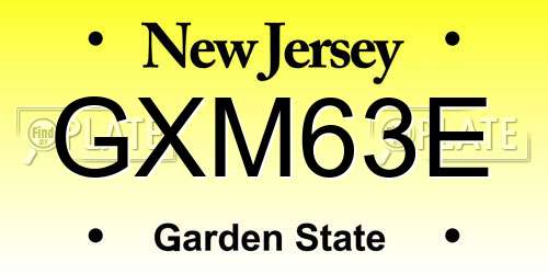 GXM63E New Jersey License Plate
