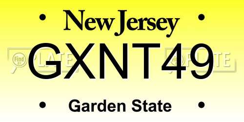 GXNT49 New Jersey License Plate