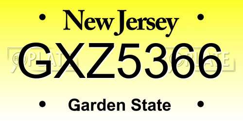 GXZ5366 New Jersey License Plate