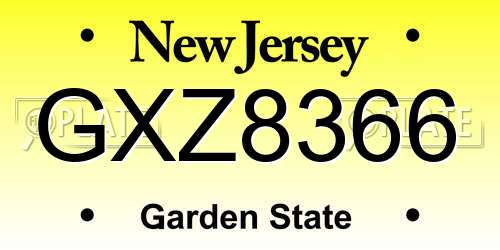 GXZ8366 New Jersey License Plate