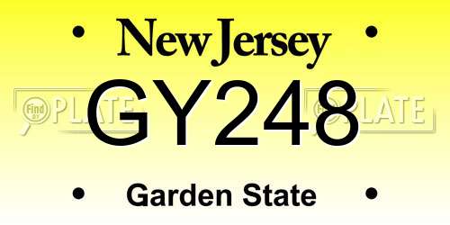 GY248 New Jersey License Plate