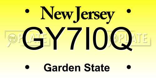 GY7I0Q New Jersey License Plate