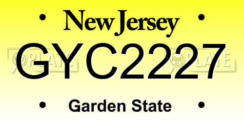 GYC2227 New Jersey License Plate
