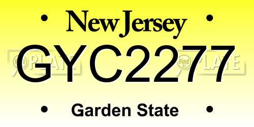 GYC2277 New Jersey License Plate
