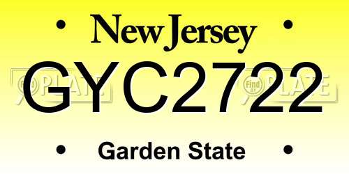 GYC2722 New Jersey License Plate