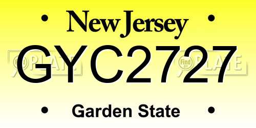 GYC2727 New Jersey License Plate