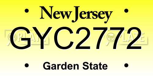 GYC2772 New Jersey License Plate