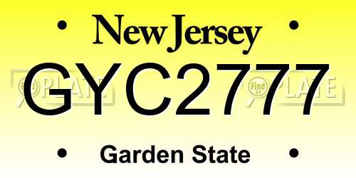 GYC2777 New Jersey License Plate