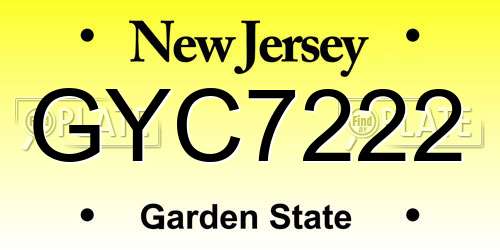 GYC7222 New Jersey License Plate