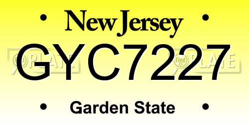 GYC7227 New Jersey License Plate
