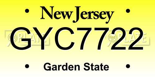 GYC7722 New Jersey License Plate