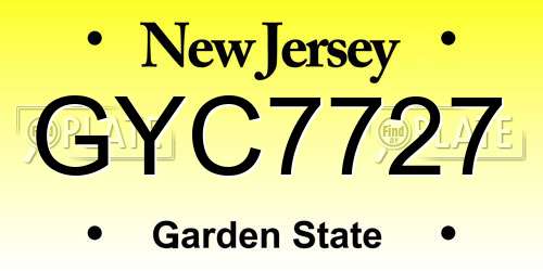 GYC7727 New Jersey License Plate