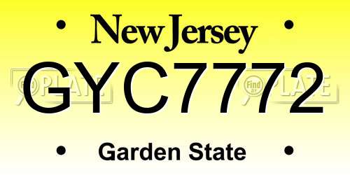 GYC7772 New Jersey License Plate