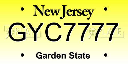 GYC7777 New Jersey License Plate