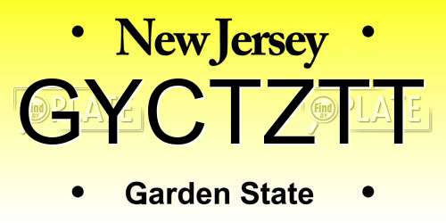 GYCTZTT New Jersey License Plate
