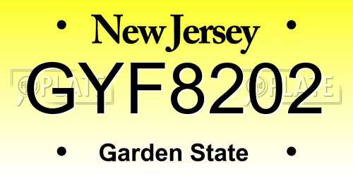 GYF8202 New Jersey License Plate